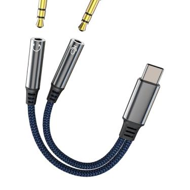 Imagem de Divisor de fone de ouvido USB C para conector de áudio de 3,5 mm adaptador de microfone (2 em 1) para Apple para iPhone 17 16 15 Pro Max tipo C Aux fone de ouvido fêmea cabo conversor porta compatível