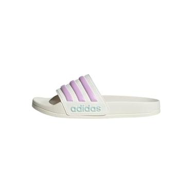 Imagem de adidas Sandália esportiva unissex infantil Adilette Shower, Branco/Bliss Lilac/Halo Mint, 1 Little Kid