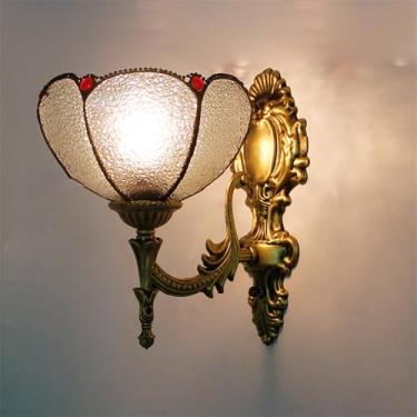 Imagem de Luminária de parede retrô americana em vidro colorido com LED, estilo europeu, luxuosa, para sala de estar, restaurante, quarto, escritório, casa de campo, hotel, café, bar, corredor (M 1 lâ