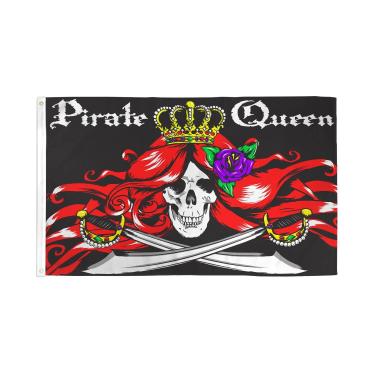 Imagem de AZ FLAG - Bandeira da rainha pirata - 9,5 cm x 1,5 m - Banner de piratas de caveira de poliéster 100D com dois ilhós de metal - Resistente ao desbotamento - Cores vivas - 90 cm x 1,5 m - 150 x 90 cm