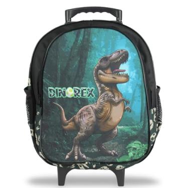 Imagem de Mochila Dinossauro Rex Rodinhas Tamanho M para Pré-Escola e Ensino Fundamental