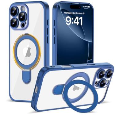 Imagem de Amzfield Capa magnética para iPhone 16 Pro Max com suporte [compatível com MagSafe] [proteção total da câmera] linda capa de telefone transparente fina para iPhone 16 Pro Max mulheres meninas