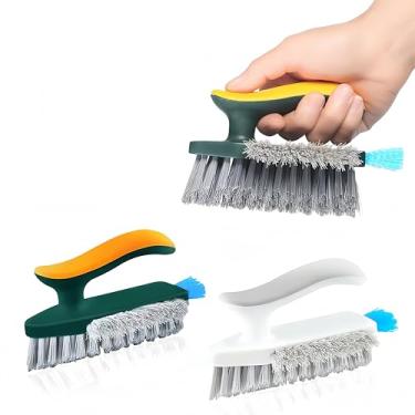 Imagem de 1 escova multiuso de limpeza de lacunas com raspador - escova de argamassa de canto para banheiro, azulejo de chuveiro, vaso sanitário e cozinha, verde