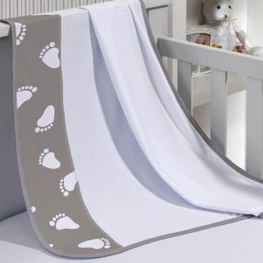 Imagem de Cueiro Simples Tecebem Baby Mia Malha Estampado Kinder 80cmx90cm Cinza