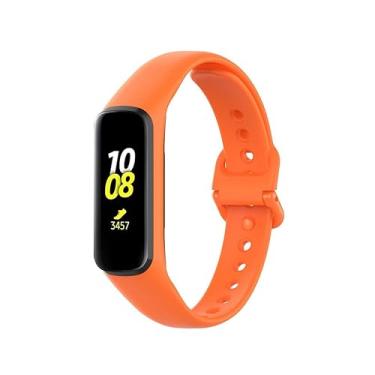 Imagem de PANDA BOBO Pulseiras de substituição compatíveis com Samsung Galaxy Fit2 SM-R220, pulseiras de silicone ajustáveis clássicas compatíveis com Samsung Galaxy Fit2 (laranja)