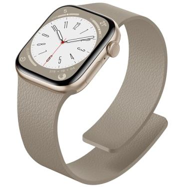 Imagem de IMIVIO Pulseira magnética feminina compatível com Apple Watch séries 10, 9, 8, 7, 6, 5, 4, 3, 2 e 1, bege pedra