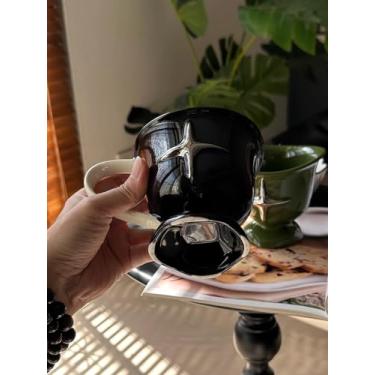 Imagem de mingpei Caneca de café personalizada, chávena de chá, caneca de café de 290 ml para latte, cappuccino, americano, verde escuro