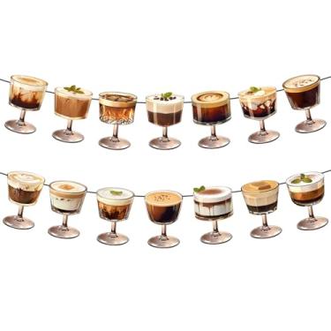Imagem de 2 peças de banner de espresso martini, copos pré-montados de café expresso martini, faixa temática, guirlanda, pano de fundo, decorações suspensas perfeitas para aniversário, despedida de solteira,