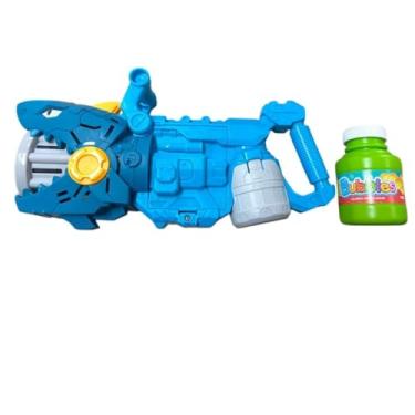 Imagem de Pistola de Bolhas Infantil, Azul, Plástico, 21x10x8cm, 10.000 Bolhas em 5 Minutos, com Frasco 70ml, para Crianças Acima de 3 Anos, Funciona com 2 Pilhas AA