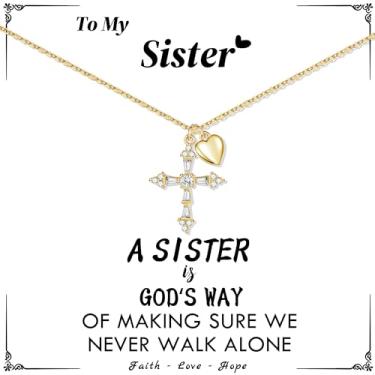 Imagem de Sistble Colar de cruz de ouro para mulheres, presentes de Natal para mulheres, adolescentes, colar banhado a ouro, aniversário, dia dos namorados, Páscoa, joias, Aço inoxidável, Sem Pedra Preciosa