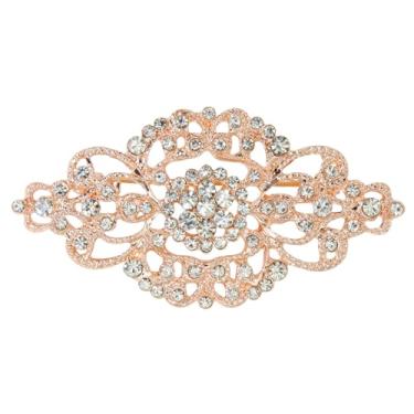 Imagem de YAFIYGI Broche dourado para vestido vintage art déco cristal e strass broches estilo diamante para vestidos de casamento femininos broches modernos para bustle broches decorativos grandes