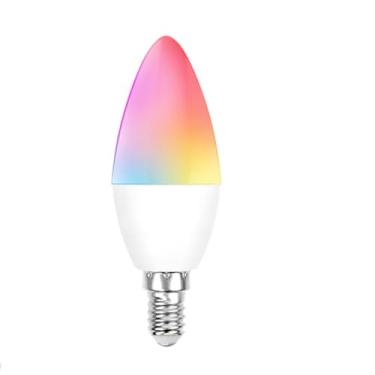Imagem de Lâmpada LED de Velas E14 5W RGB WW CW com Suporte a Controle Remoto por APP Doméstico Voz Regulável Função Vinculação em Grupo