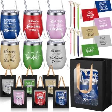 Imagem de Patelai 30 peças 2025 conjunto de presente de agradecimento de funcionários para homens e mulheres 355 ml caneca copo de aço inoxidável com tampa e canetas de palha cartão presente de agradecimento de