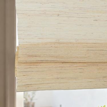 Imagem de FACIMI Persianas de janela de bambu sem fio, persianas romanas com filtro de luz transparente de grama de cânhamo, bege linho, 94 cm L x 188 cm A