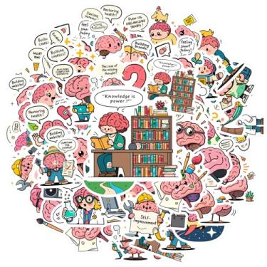 Imagem de 50 peças de adesivos de desenho animado de cérebro, ciência, educação, humor, professor, recompensa, brinquedo, científico, para notebook, bagagem, celular, laptop, motocicleta, bagagem, telefone