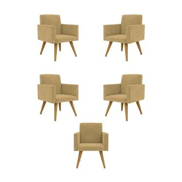 Imagem de Kit 05 Poltronas Nina Decorativa Para Recepção Balaqui Decor Cor:capuccino