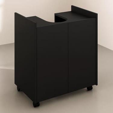 Imagem de Gabinete Banheiro com lavatório de pedestal - Design listrado preto(Preto)