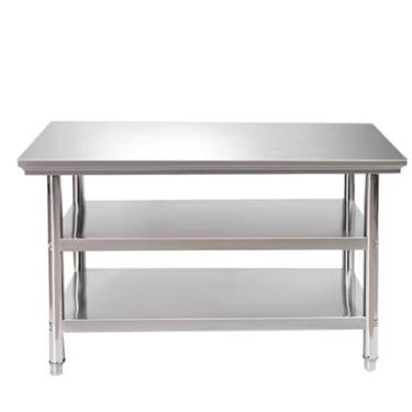 Imagem de Mesa de preparação de trabalho de aço inoxidável, mesa de preparação de alimentos, mesa de metal de cozinha comercial com 2 prateleiras e pés ajustáveis (100 x 40 x 80 cm/39,3 x 15,7 x 31,4 cm)