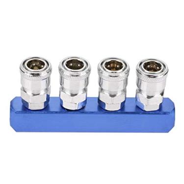 Imagem de Conector fêmea pneumático de encaixe rápido, 12mm, 2 vias, 3 vias, 4 vias, 5 vias, para conexão de mangueira de ar pt1/4, aço, cobre, níquel, durável (Quatro links retos)