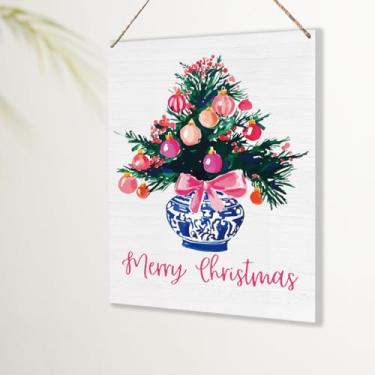 Imagem de Chinoiserie Placa de Decoração de Natal Decorações de Natal Presentes para Mulheres Homens Bonito Feliz Natal Parede Porta Pendurada Placa para Casa Escritório Cozinha Quarto Banheiro