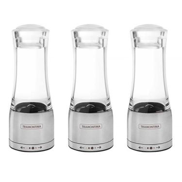 Imagem de Moedor Aço Inox Acrílico Tramontina para Sal e Pimenta 3 Unidades 61653000X3