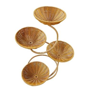 Imagem de Ｂｅｓｇａ Cesto para servir alimentos, cesto de armazenamento de 4 níveis para brinquedos e ferramentas, organizador de rústico, suporte de