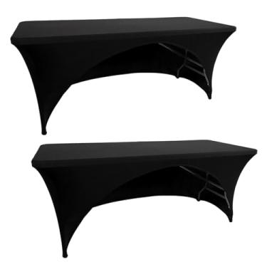 Imagem de Klmnop Pacote com 2 toalhas de mesa de 1,2 m abertas nas costas, 76 x 121 cm, capa de mesa lavável com elastano elástico para mesas dobráveis, firme e resistente a amassados para exibições de