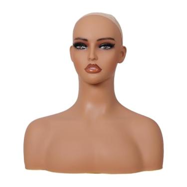 Imagem de Zialofi Manequim de busto feminino, cabeça de pvc, busto realista, suporte de cabeça, parte superior do corpo, modelo para brincos, orelha, chapéu, óculos de