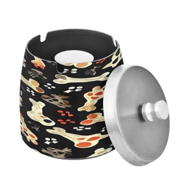 Imagem de Blueangle Cinzeiro de ossos de cachorro com tampa para cigarros, à prova de vento/chuva, aço inoxidável, sem fumaça, inodoro, cinzeiro para uso interno ou externo (195)