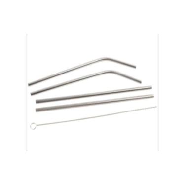 Imagem de Canudo Inox Conjunto 5 Peças Reto Curvado Kit c/ Escova Limpeza - DCXA