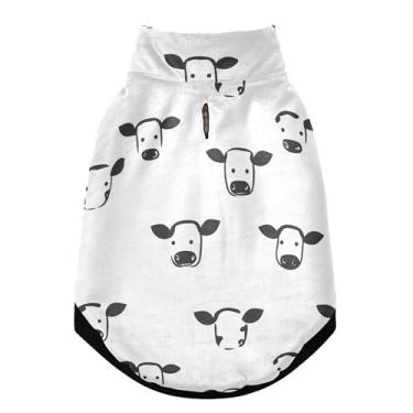 Imagem de SEHANY Casaco de cachorro preto e branco com estampa de vaca para cães pequenos, superquente à prova de vento, jaqueta de inverno macia e aconchegante para clima de neve fria com coleira para animais