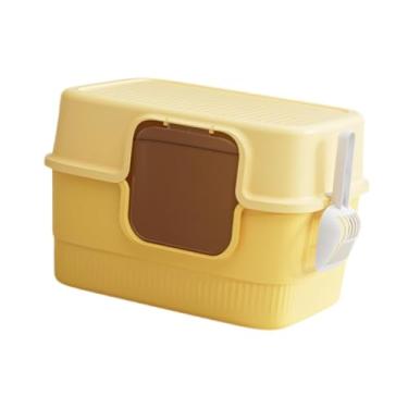 Imagem de Bothyi Caixa de Areia para Gatos Totalmente Coberta, Bandeja de Areia para Animais de Estimação Fechada com Colher, Recipiente de Areia para Gatos, Comadre P, Amarelo