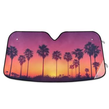 Imagem de ATTX Palmeira Silhuetas Para-brisas Carro Para-brisa 144.8 cm x 80.0 cm Escudo Solar Universal com Proteção UV, Auto Dobrável Persiana Frontal para Sedans SUVs Caminhões #424