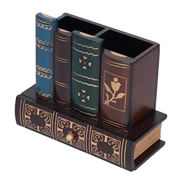 Imagem de YOUTHINK Porta-lápis Estilo retrô, Material MDF, Armazenamento Em 2 Partes Com Gaveta, Organizador de Mesa Elegante para Escritório Doméstico