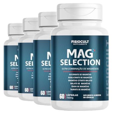 Imagem de 4x Magnésio 350 mg por Porção Blend com 6 Tipos de Magnésio 60 Cápsulas Suplemento Alimentar Sem Glúten Uso Adulto
