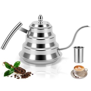 Imagem de 1,2 L Chaleira Bico de Ganso, Chaleira 304 Inox Bico de Ganso, Estrutura de Aquecimento de 3 Camadas, Com Tela de Filtro