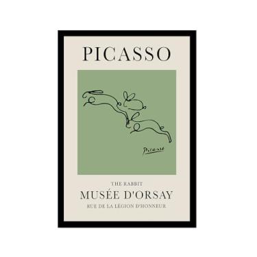 Imagem de Impressão em tela verde sálvia Pablo Picasso animais esboço arte de parede gato cão pássaro cavalo impressão linha abstrata desenho pôsteres para quarto casa escritório decoração (SKU12,8x30,5 cm =
