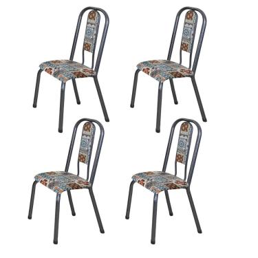 Imagem de Kit 04 Cadeiras para Sala de Jantar Fortaleza Prata Martelado