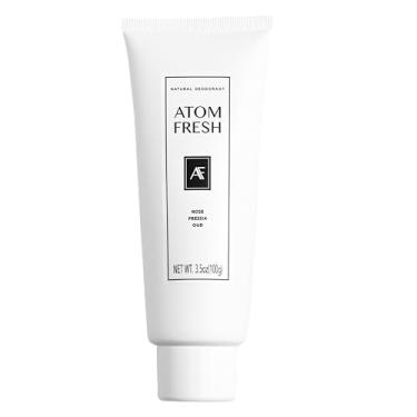 Imagem de Desodorante feminino Atom Fresh, creme desodorante natural com controle de odor 72 horas, desodorante sem alumínio para peles sensíveis, sem bicarbonato de sódio com aminoácidos e probióticos, rosa