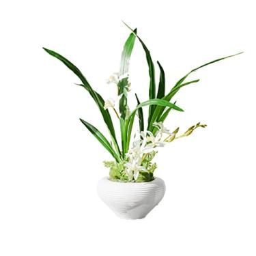 Imagem de YYBOES Flores artificiais para decoração de orquídea artificial, seda artificial, Phalaenopsis, orquídea, plantas, arranjos para decoração de sala de estar, decoração artificial