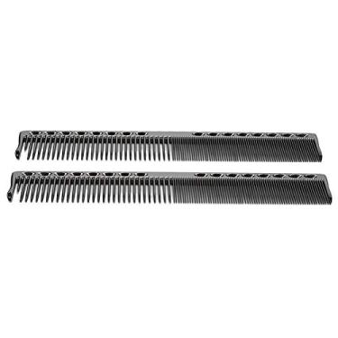 Imagem de Luqeeg Pente de Corte de Cabelo de Aço Inoxidável, Ferramenta de Estilo Profissional para Barbearia ou Uso Doméstico, Conjunto de 2 para Cabeleireiros (Preto)