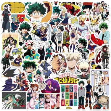 Imagem de 50 peças de adesivos My Hero Academia para crianças, decalque de vinil à prova d'água legal para laptop, estojo de viagem, telefone, bicicleta, garrafa de água, guitarra, computador, skate (meu herói)