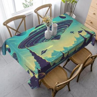 Imagem de ZTPOWQA Toalha de mesa de jantar com estampa de planeta universo, 99 x 139 cm, retangular, impermeável, reutilizável, festa de jantar