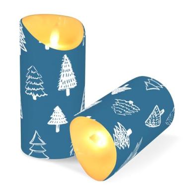 Imagem de ATTX Pacote com 2 velas de árvore de Natal sem chamas – Velas LED de 7,6 cm x 15 cm com controle remoto e temporizador para casa, casamento, decoração de acampamento #189