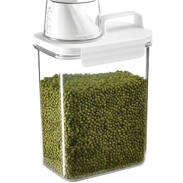 Imagem de Pote Hermético Dispenser 2,3L com Tampa com Trava e Copo Medidor BPA Free Premium – Ideal para Armazenar Sabão em Pó, Arroz, Grãos e Mantimentos, Organização Completa da Cozinha