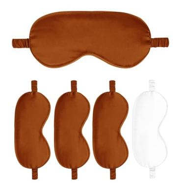 Imagem de Máscaras de dormir pacote com 5 capas de seda para olhos de cetim máscara blackout sedosa macia para olhos para dormir capas para presentes de dama de honra
