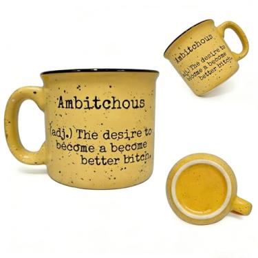 Imagem de Ambitchous Caneca Definição Xícara de Café 325 ml Cerâmica Engraçado Bom Presente para Amantes e Colecionadores (Amarelo)