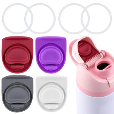 Imagem de BMSQOFD 4 conjuntos de tampas de vedação de substituição para boca de tampa Owala Freesip, peças de anel de vedação de silicone para garrafa de água, acessórios de tampa superior para Owala Freesip 16