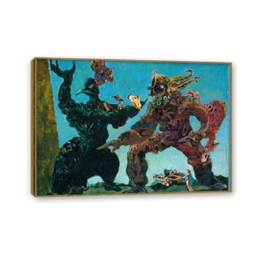 Imagem de Pôster Max Ernst The Barbarians Reproduções de Pinturas Famosas Surrealismo Arte de Parede Tela Max Ernst Decoração de Parede para Presentes de Sala de Estar Emoldurado 100x70cm (99.1x71.1 cm)