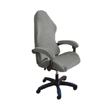 Imagem de GERLNF Capa de cadeira elástica com apoios de braços, capa de veludo para cadeira de jogos, protetor de poltrona para cadeira giratória de corrida reclinável (cinza claro)